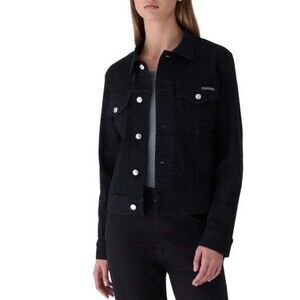 Calvin Klein Women's Classic Trucker Denim Jacket Black Small NWOT